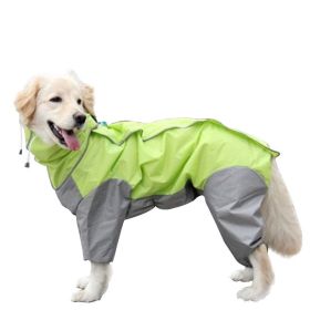 A Raincoat for all small and large dogs; Pet raincoat Medium large dog Golden hair Samo Alaska waterproof four foot raincoat Dog hooded raincoat (colour: pink, size: 28)