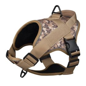 Dog Harness; large dog training tactical chest strap; K9 pet chest strap; vest type reflective dog rope; explosion-proof impulse traction (colour: Yellow, Specification (L * W): S)