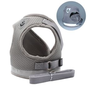 dog Harnesses and dog leash set; Pet Chest Strap Vest Dog Towing Rope Reflective Breathable Dog Rope Pet Supplies Wholesale (colour: silver grey, Specification (L * W): L)