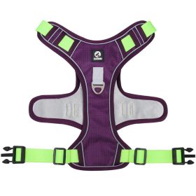 dog Harnesses; Cross border New Pet Towing Rope Vest Large Dog Chest Strap Reflective Explosion proof Flushing Dog Towing Rope (colour: purple, Specification (L * W): M)