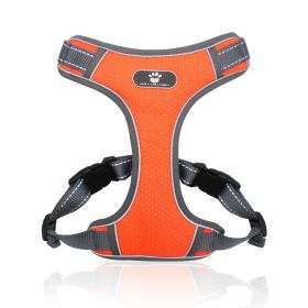 dog Harnesses; Pet Traction Rope Mesh Breathable Big Dog Chest Strap Vest Reflective Dog Rope Spot Wholesale (colour: orange, Specification (L * W): M (12-32 kg))